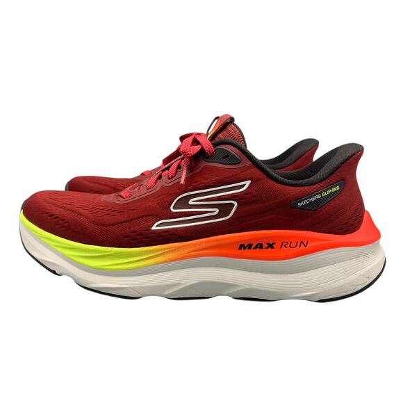 Skechers Max Run Slip In Shoes Size 9.5 Red M Strike 221000 Running Goodyear - Picture 2 of 9